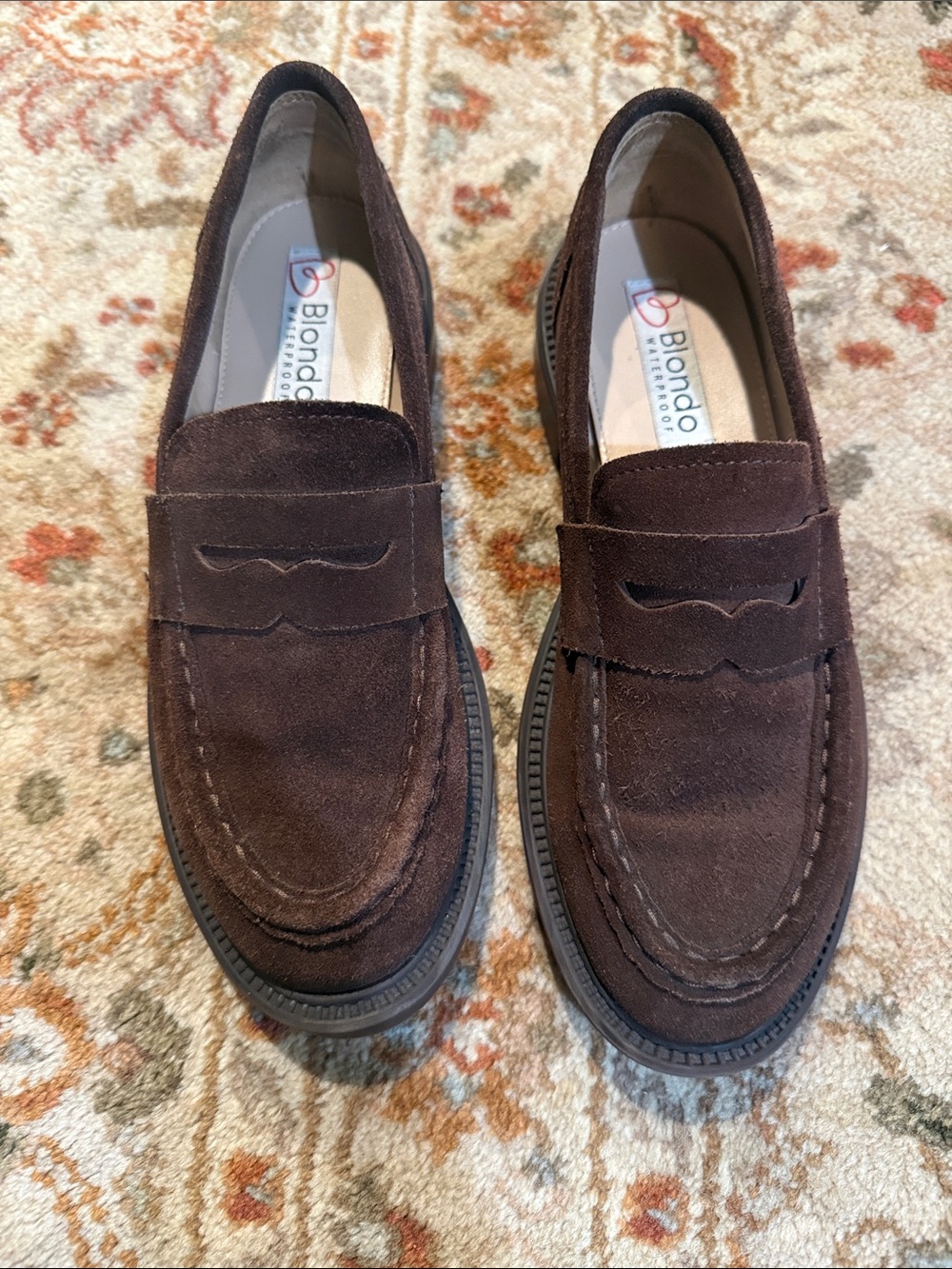 Blondo Dark Brown Suede Classic Penny Loafers waterproof